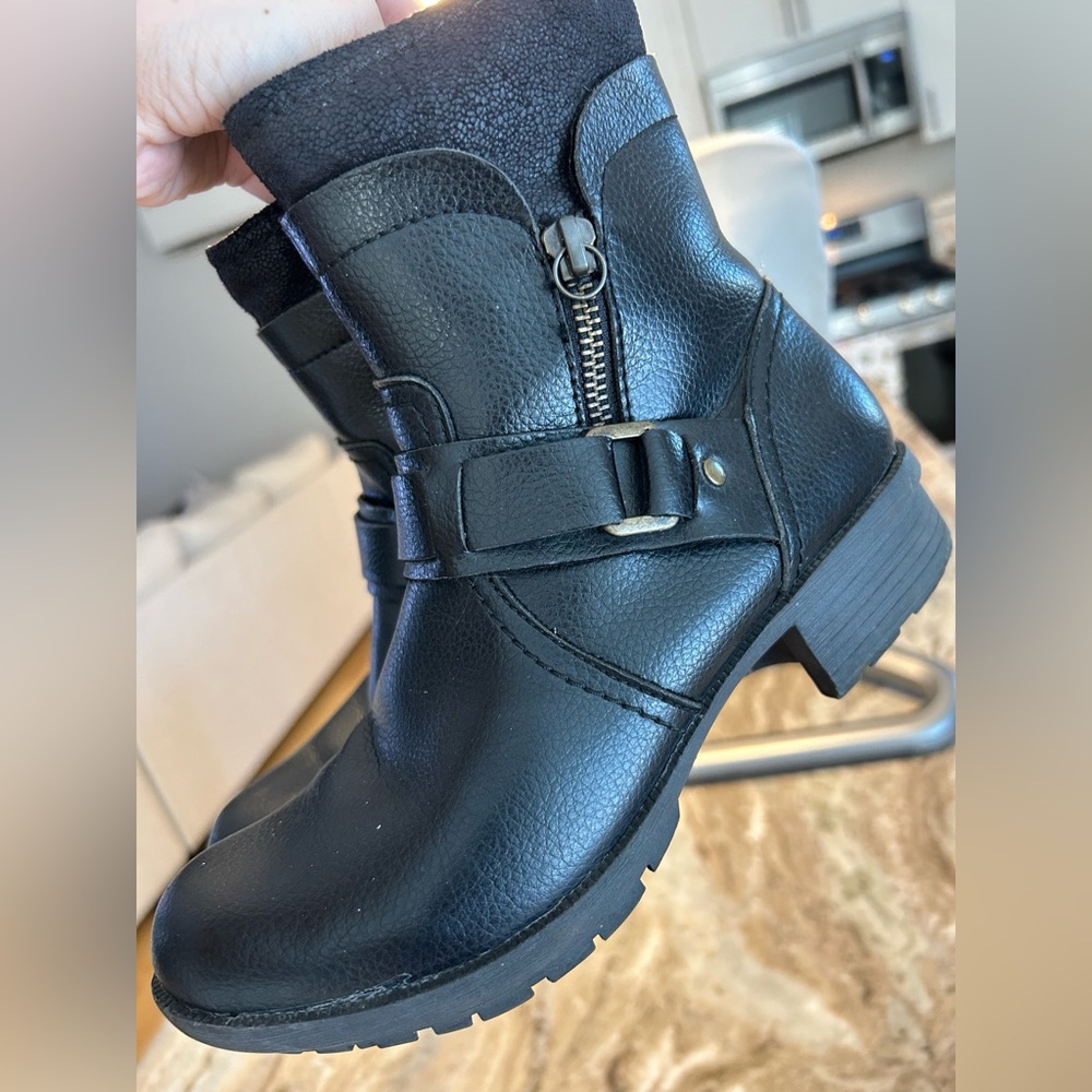 Clarks Black Leather Combat Boots